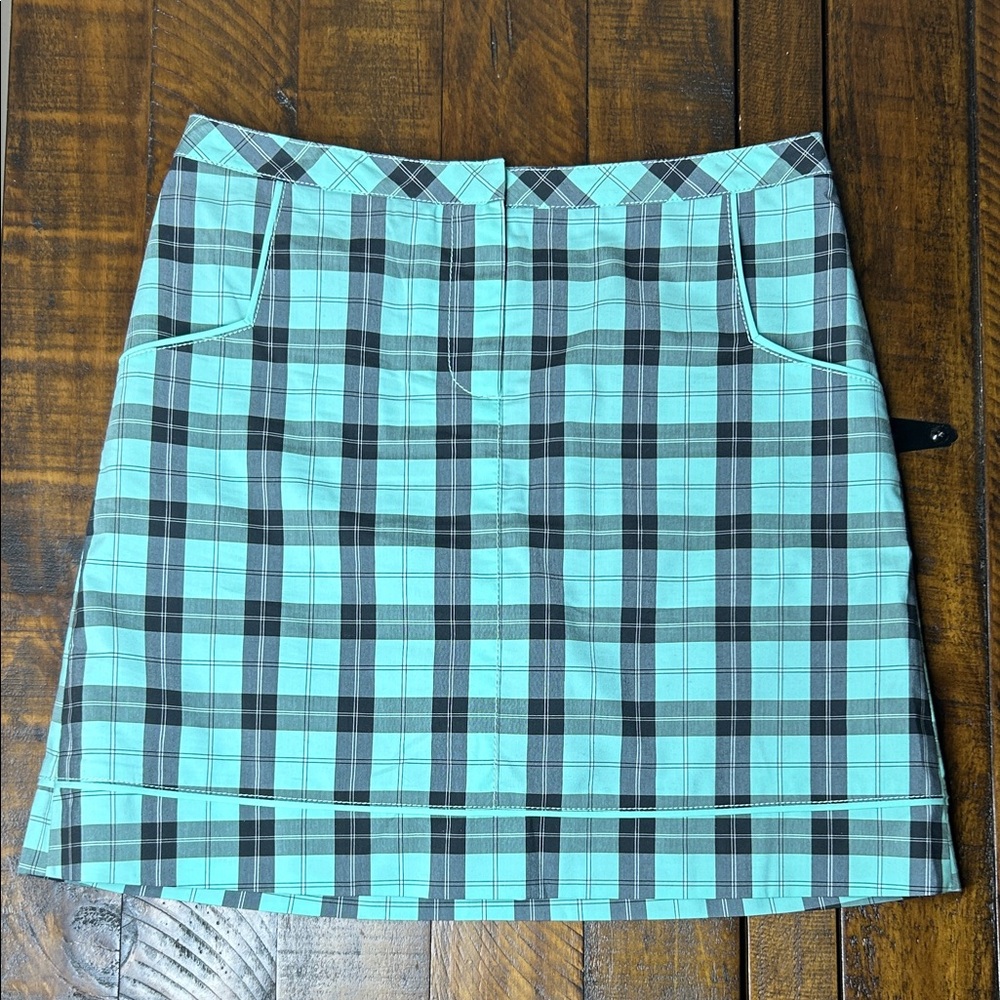 Cutter & Buck Teal & Black Plaid Mini Skirt w/ Shorts | Size 2
